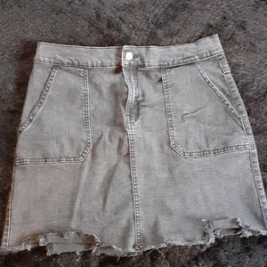 DIP Distressed Denim Punk Mini Skirt